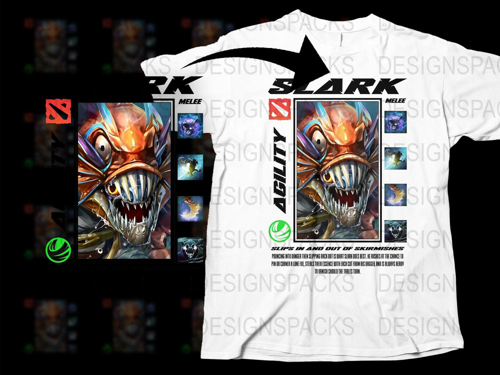 Graphic T-Shirt Angry Shark Design Video Game Inspired Casual Wear Unisex Cotton Tee