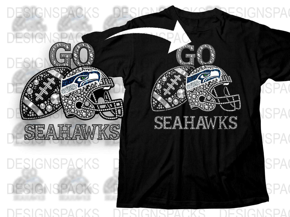 Seattle Football Team Rhinestone T-Shirt, Sparkly Fan Gear, Game Day Apparel, Sports Fan Gift Idea