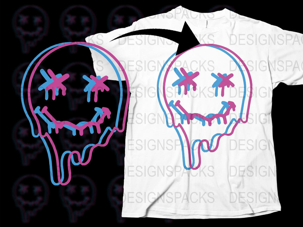 Neon Skull T-Shirt, Colorful Drip Art, Unisex Graphic Tee, Street Style Fashion, Cool Urban Apparel, Trendy Design Shirt
