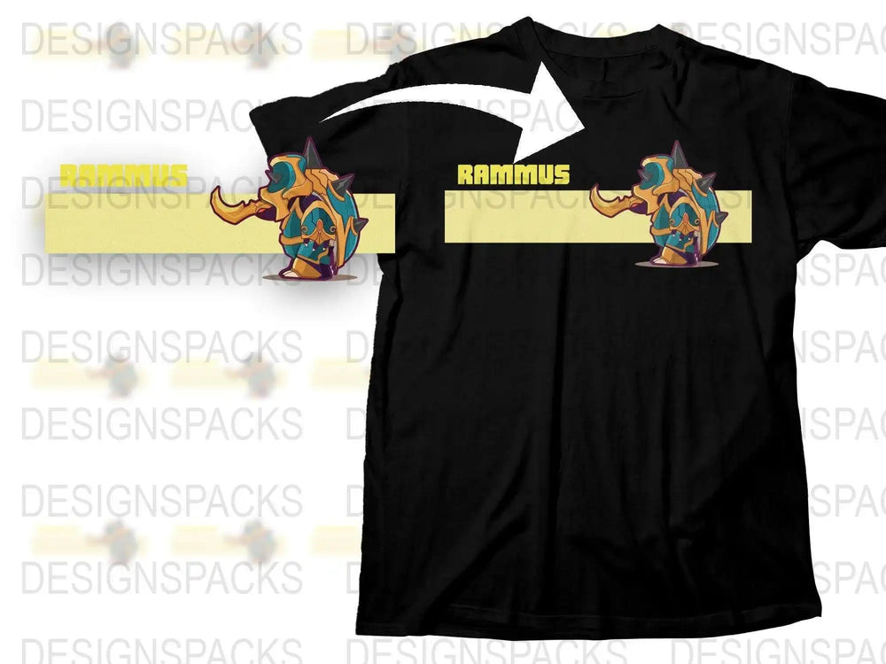 Rammus Graphic T-Shirt, Colorful Armordillo Character Tee, Casual Gaming Apparel, Unique Gamer Gift
