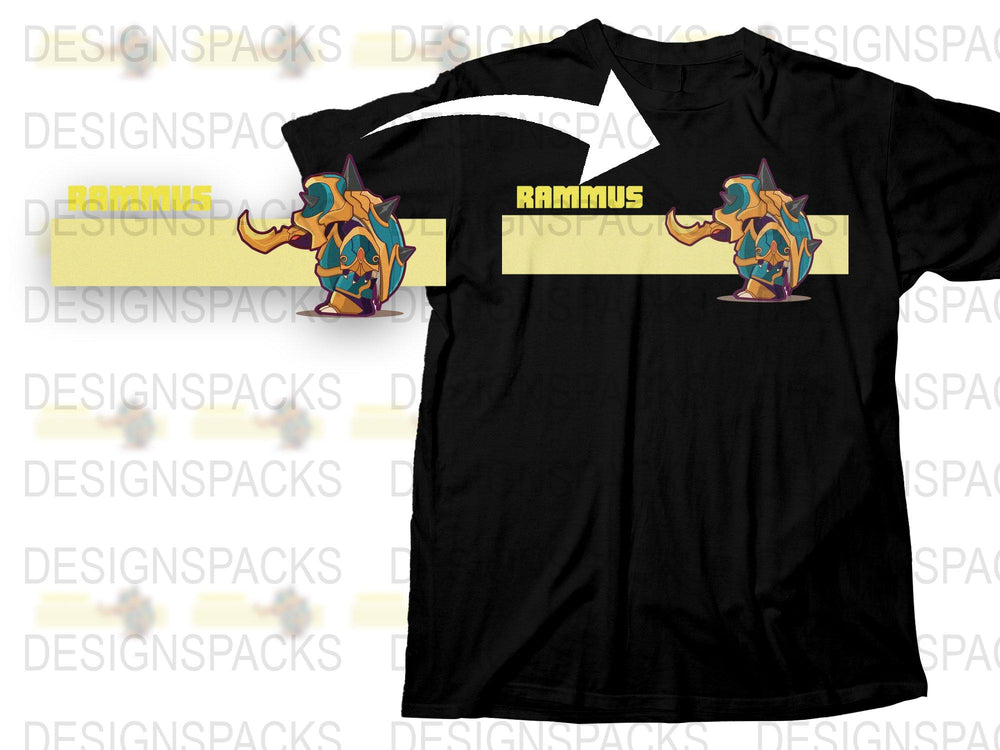 Rammus Graphic T-Shirt, Colorful Armordillo Character Tee, Casual Gaming Apparel, Unique Gamer Gift