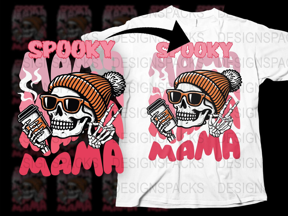 Spooky Mama Skeleton T-Shirt, Cool Skull Graphic Tee, Halloween Mom Shirt, Trendy Fall Fashion Top