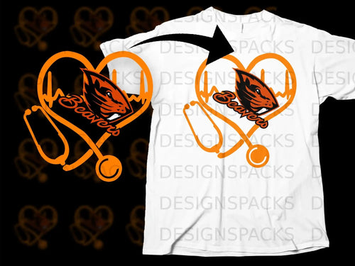 Heartbeat Beavers Graphic Stethoscope T-Shirt Design
