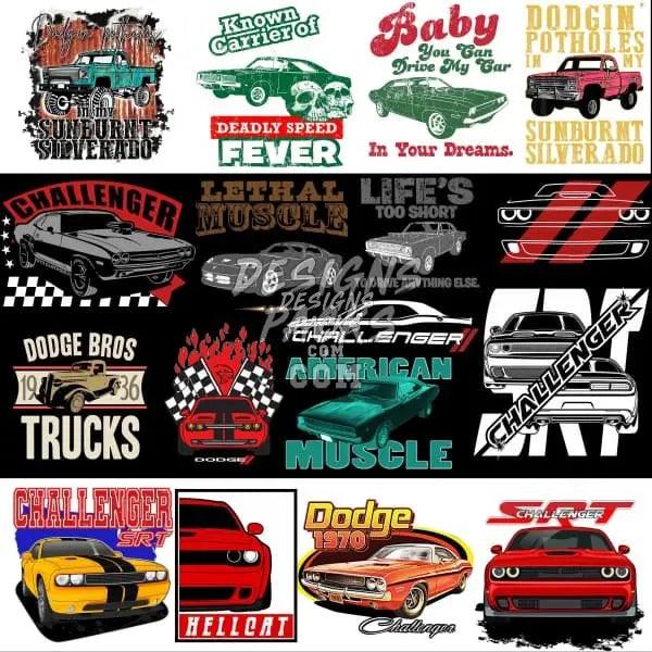 26 Dodge Classics Designs Bundle PNG designspacks