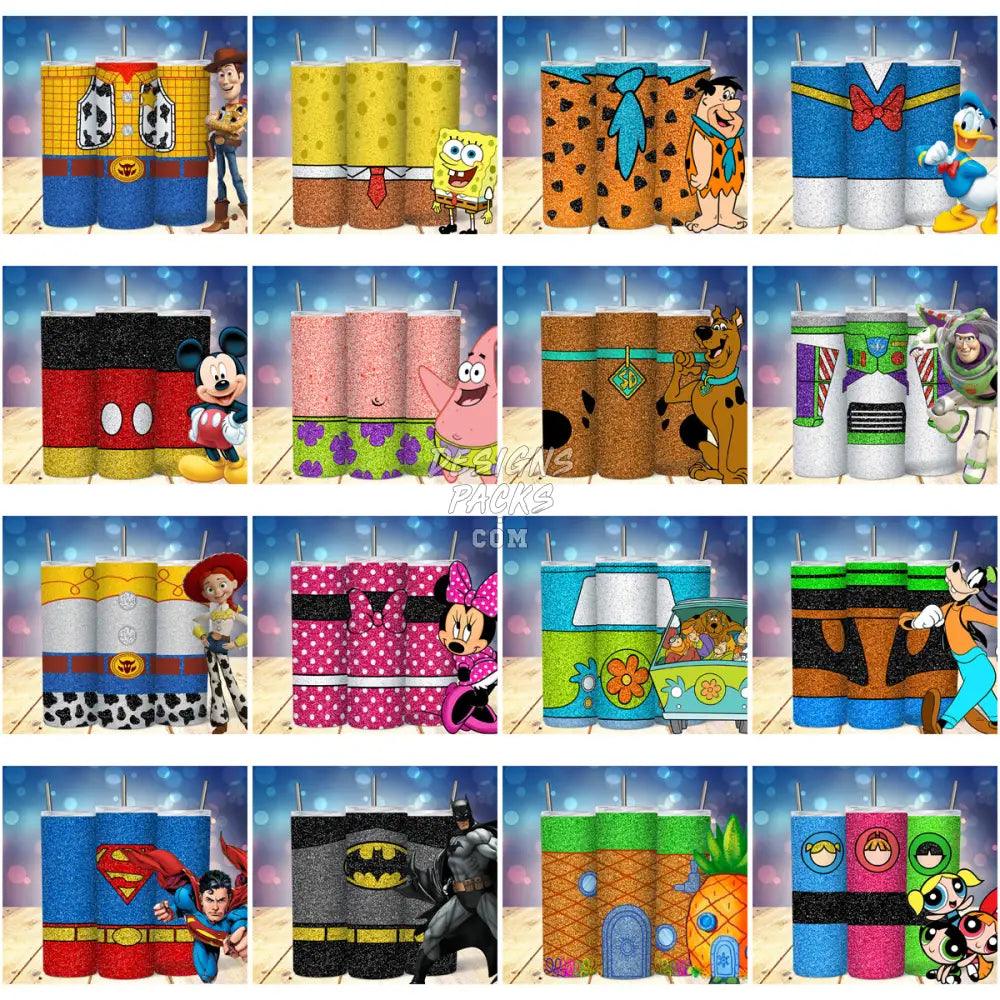 26 Cartoon Glitter Tumbler Wrap Bundle Jpg