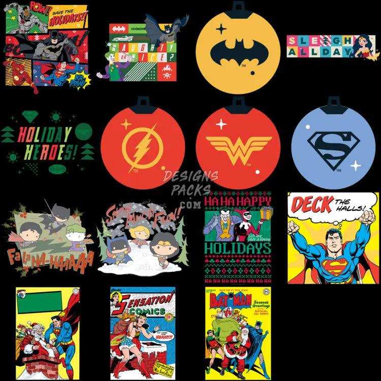 26 Christmas Superheroes Cartoon Comics Designs Bundle Png
