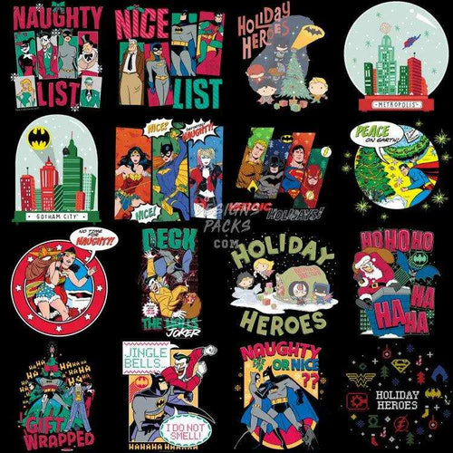 26 Christmas Superheroes Cartoon Comics Designs Bundle Png