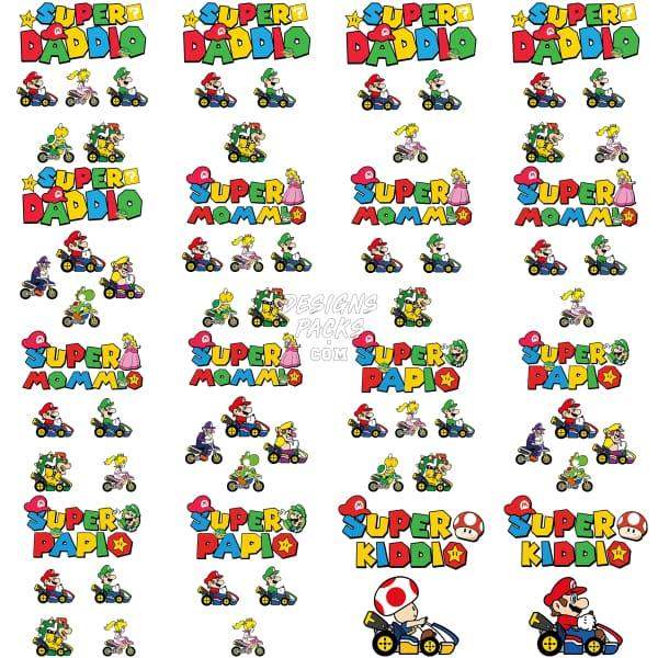 26 Gaming Mario Family Designs Bundle Png