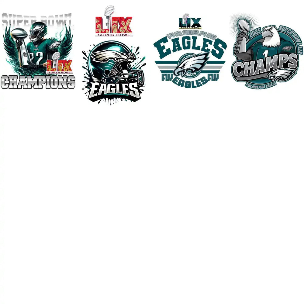 26 Super Bowl 2025 EAGLES Winners Champions Football Designs Bundle PNG