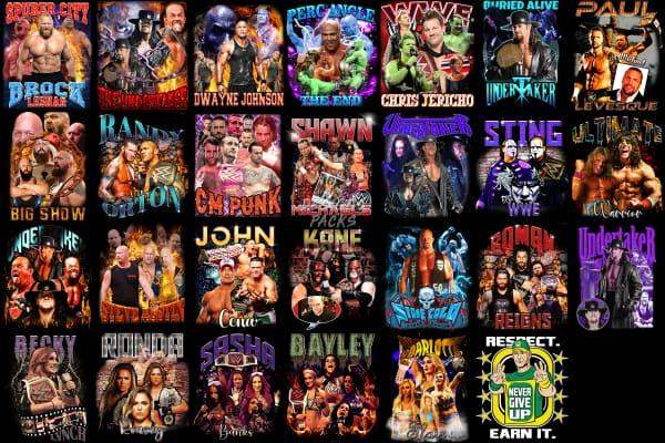 26 Wwe Bootleg Pack 3 Designs Bundle Png