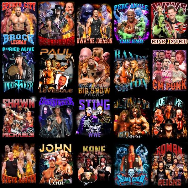 26 Wwe Bootleg Pack 3 Designs Bundle Png