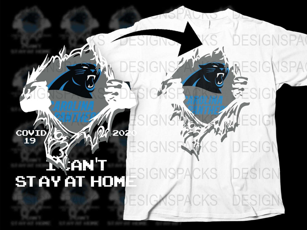 Blue Panther Graphic T-Shirt, Stay At Home Carolina Themed, Casual Streetwear Cotton Tee for Men and Women