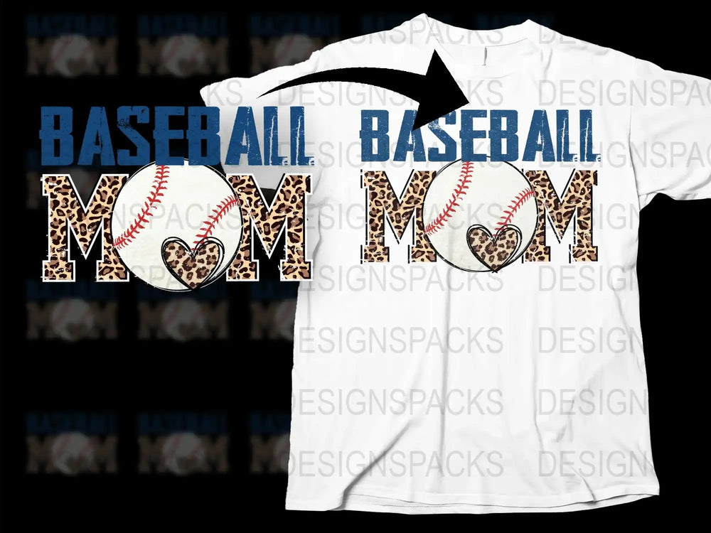 Baseball Mom T-Shirt, Leopard Print, Sports Parent Tee, Casual Graphic Top, Comfortable Game Day Apparel, Stylish Sporty Look