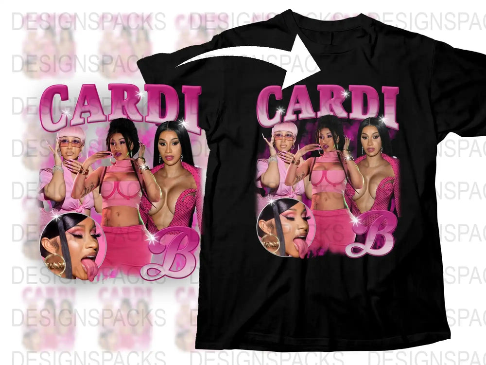 Cardi B Inspired Graphic T-Shirt, Pink and Black Hip Hop Music Tee, Fan Merchandise, Urban Style Top