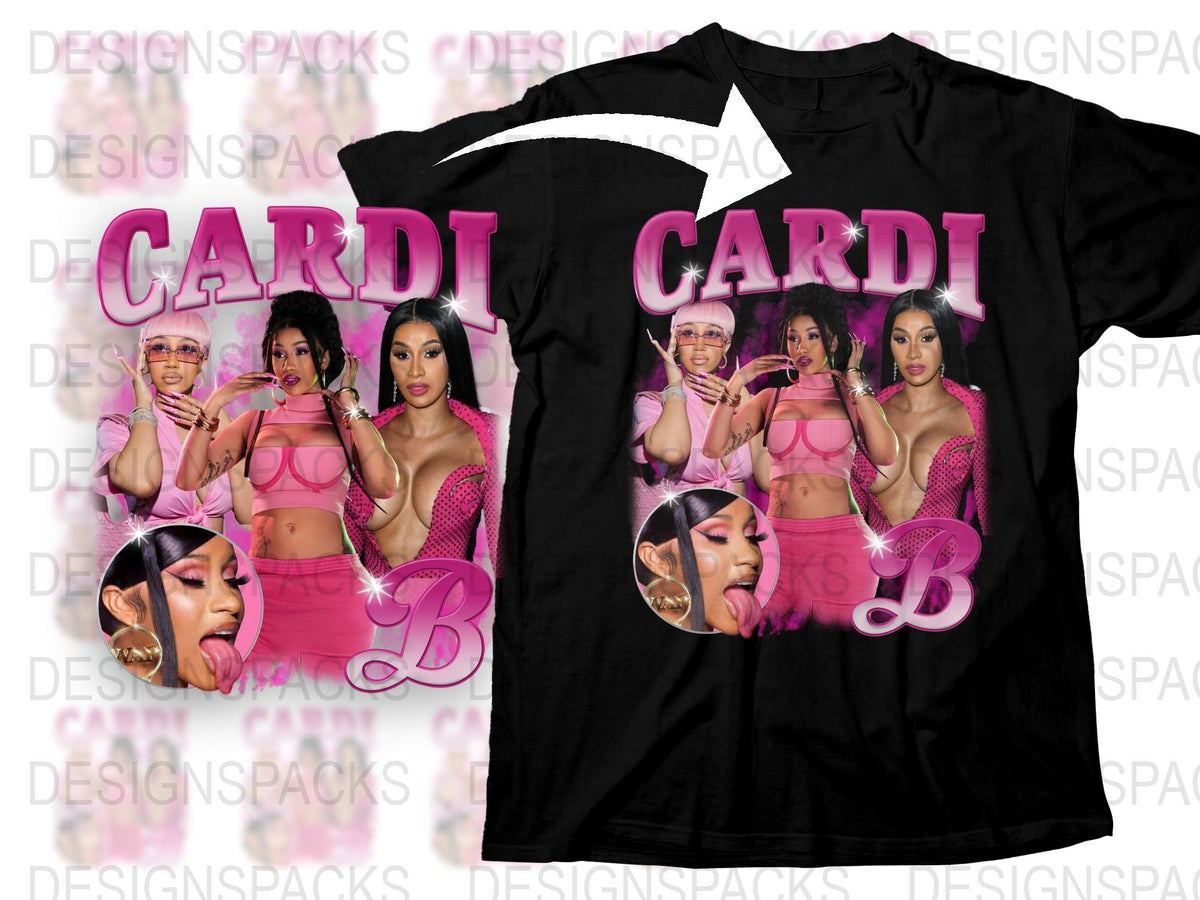 Cardi B Inspired Graphic T-Shirt, Pink and Black Hip Hop Music Tee, Fan Merchandise, Urban Style Top
