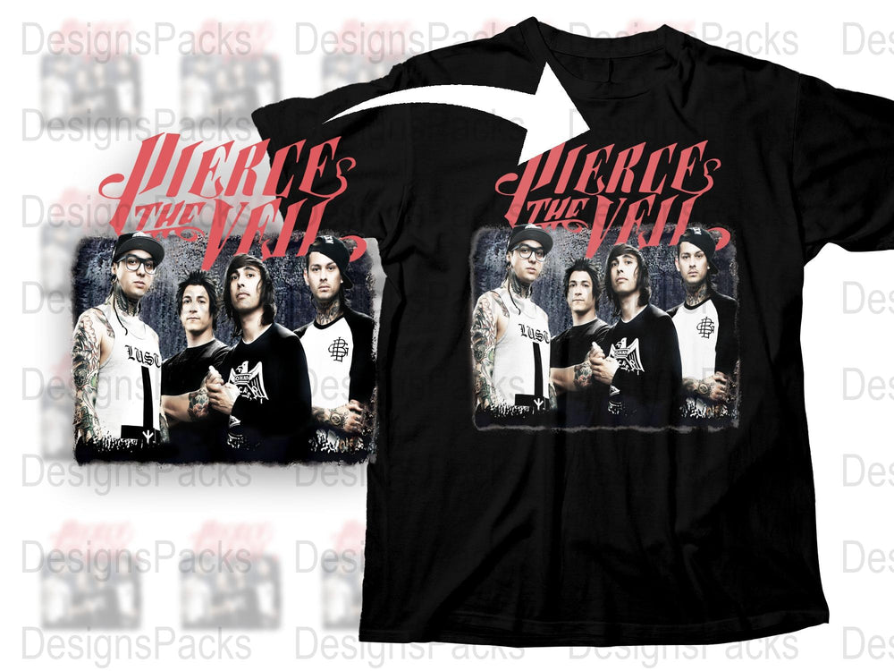Pierce The Veil Band Graphic T-Shirt, Music Fan Merch, Rock Concert Apparel, Unisex Black Tee