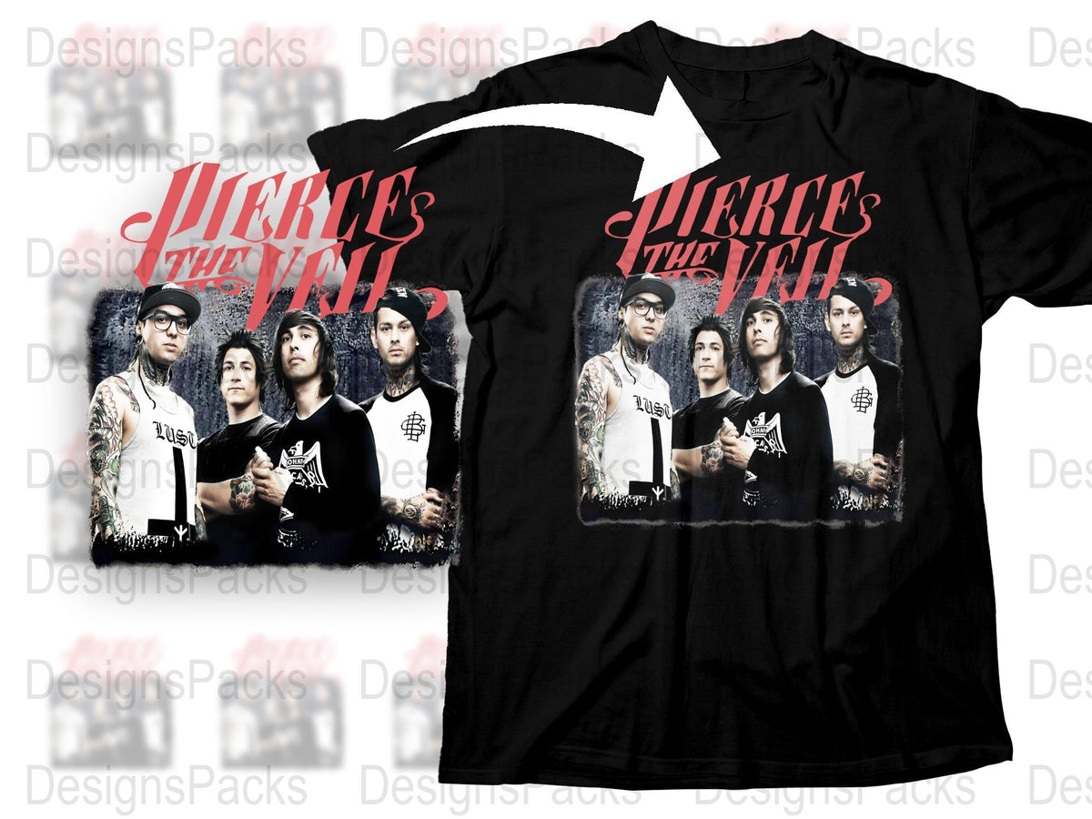 Pierce The Veil Band Graphic T-Shirt, Music Fan Merch, Rock Concert Apparel, Unisex Black Tee