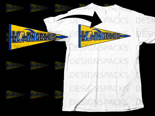 Los Angeles Blue Yellow Pennant Graphic T-shirt