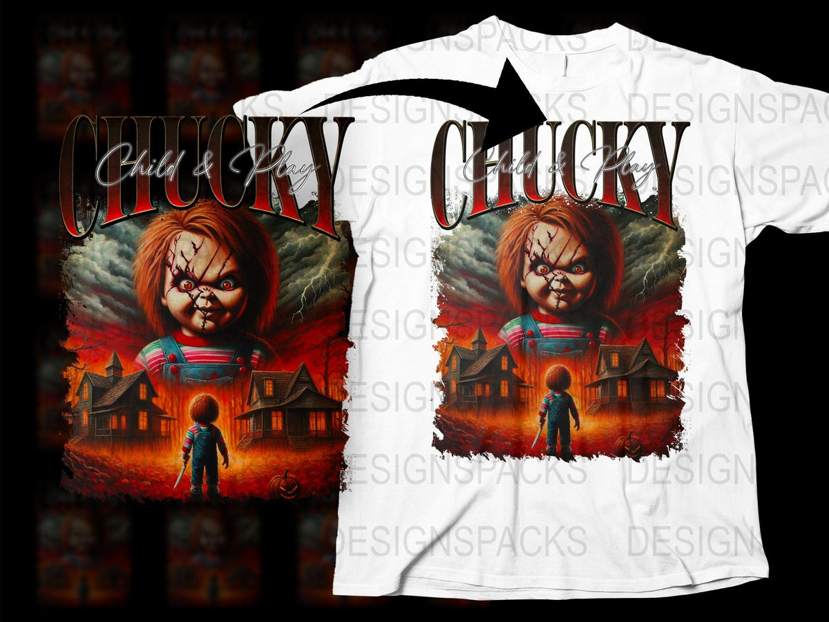 Chucky Horror Movie T-Shirt, Classic Child's Play Graphic Tee, Unisex Horror Film Shirt, Creepy Doll Design, Fan Gift Idea