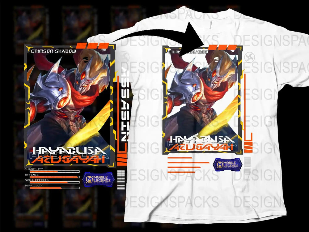 Mobile Legends Hayabusa T-Shirt, Crimson Shadow Graphic Tee, Gaming Apparel, Unisex Cotton Shirt