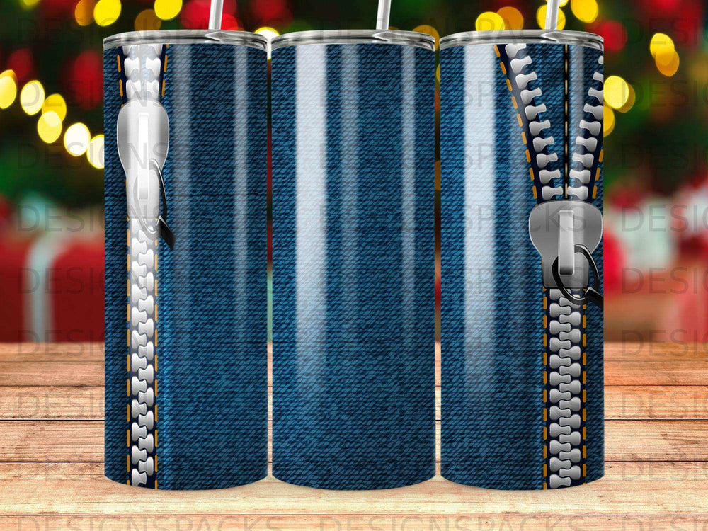 Blue Denim Zipper Pattern Tumbler product type