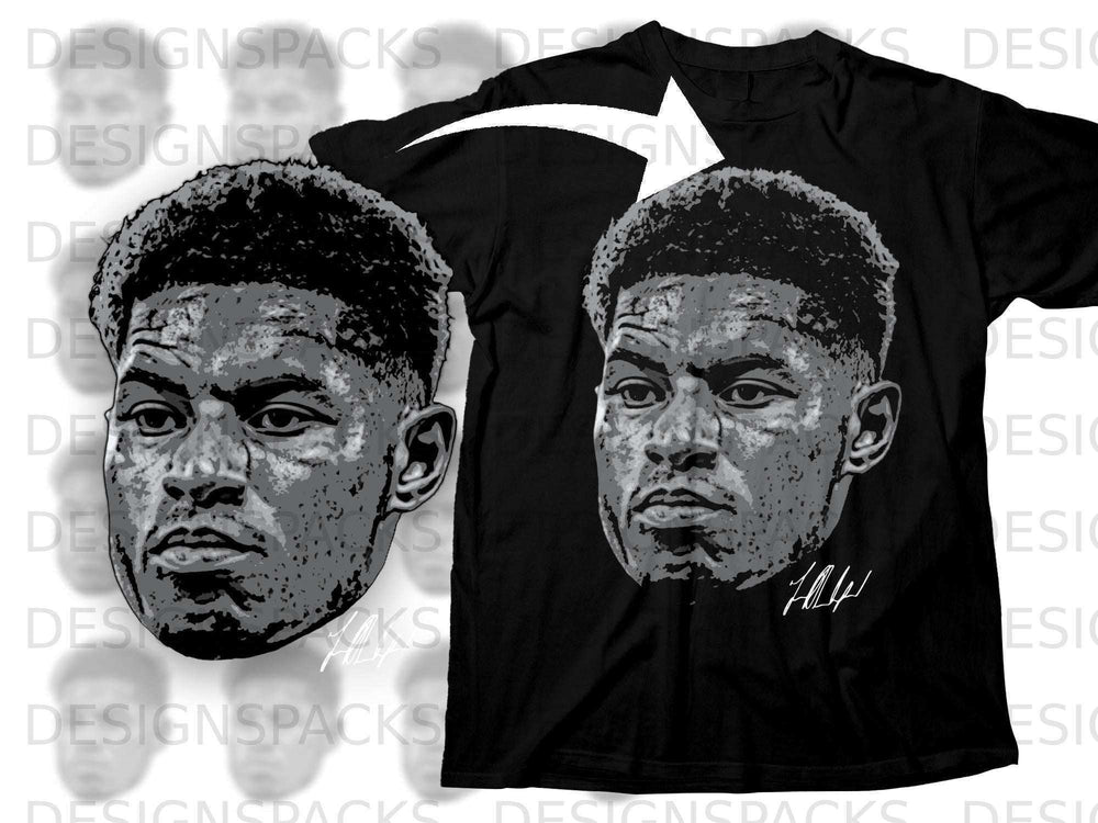 Face Graphic Black Tee with Signature Design