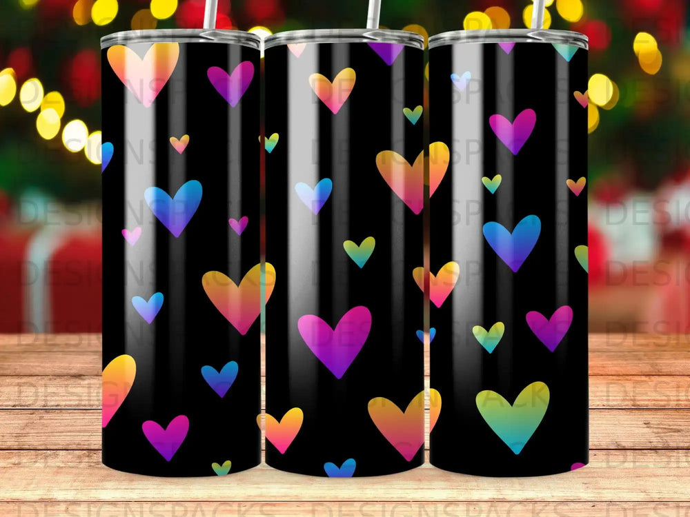 Black Tumbler Colorful Gradient Hearts Pattern product type