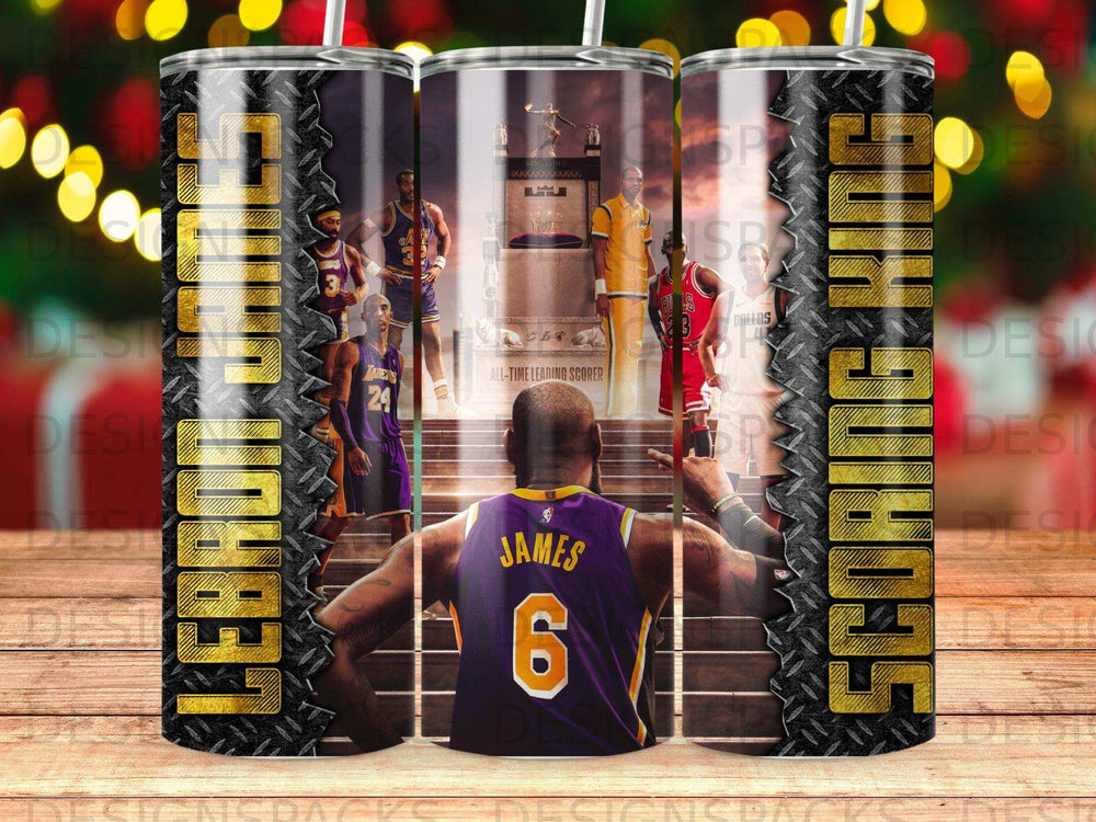 LeBron James in Lakers uniform, "King James" and "All-Time Leading Scorer" text.