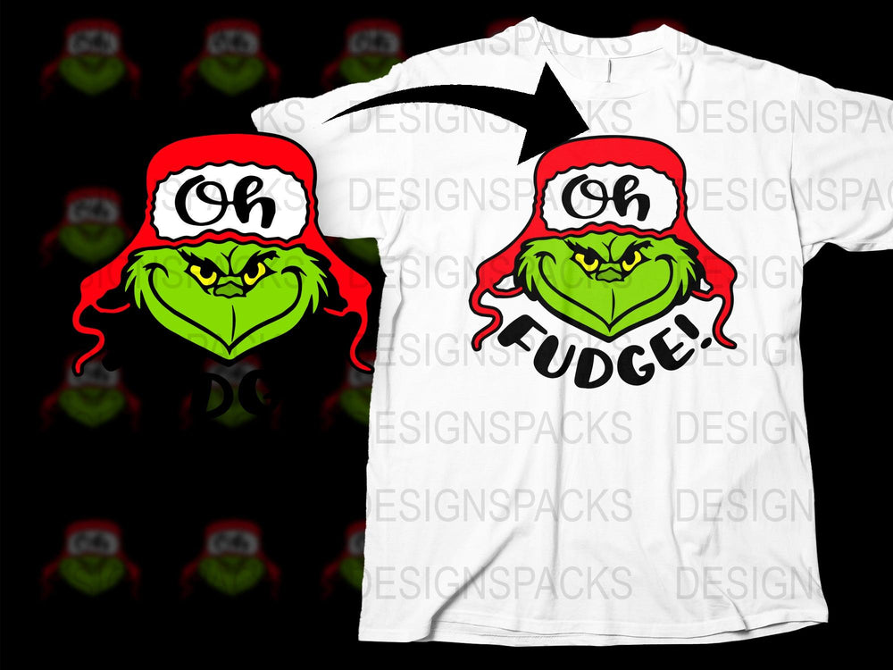 Oh Fudge Christmas T-Shirt, Funny Holiday Shirt, Grinch Inspired Graphic Tee, Festive Winter Apparel
