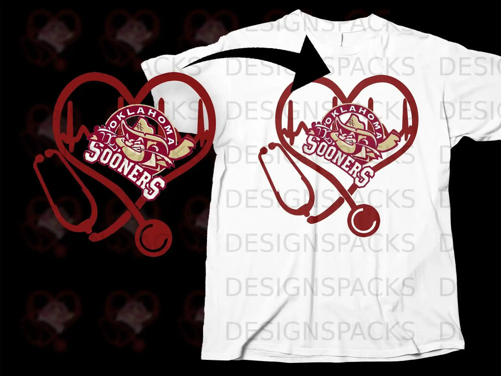 Oklahoma Sooners Heartbeat Design T-shirt