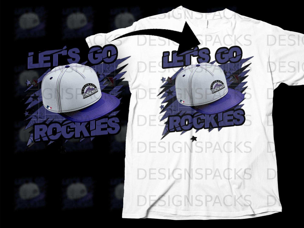 Let's Go Rockies Hat Graphic T-Shirt Design