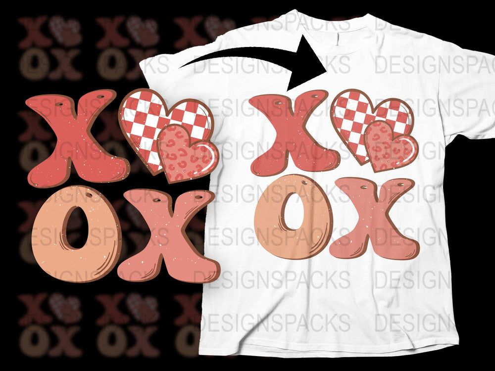 Valentine's Day T-Shirt, XO Hearts Checkered Pattern Love Tee, Romantic Casual Outfit, Unisex Gift Idea