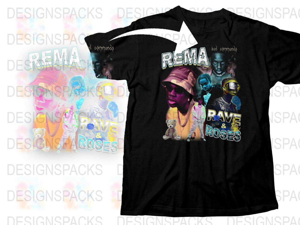 Rema Rave and Roses Album Art T-Shirt, Colorful Graphic Tee, Unisex Music Apparel