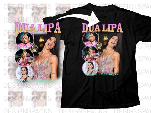 Dua Lipa Fan T-Shirt, Pop Music Star Graphic Tee, Concert Merchandise, Black Unisex Shirt