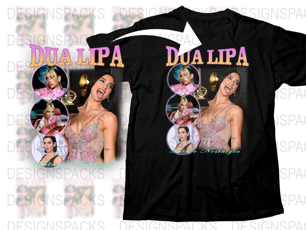 Dua Lipa Fan T-Shirt, Pop Music Star Graphic Tee, Concert Merchandise, Black Unisex Shirt