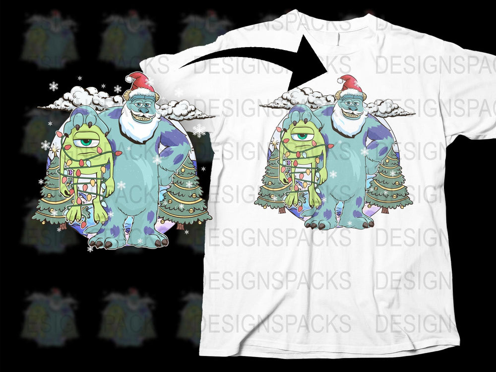 Funny Monster Christmas T-Shirt, Cute Santa Hat Holiday Tee, Festive Family Apparel, Unique Xmas Gift Idea