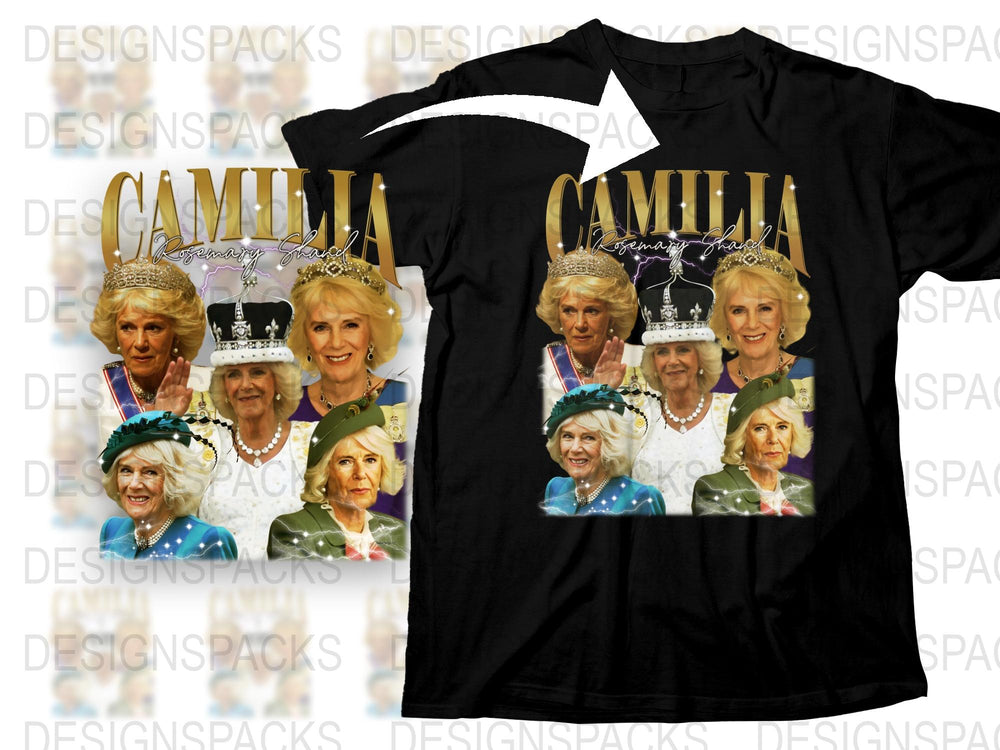 Camilla Queen Consort Commemorative T-Shirt, British Royal Family Tribute, Collectible Graphic Tee, Unique Monarchy Memorabilia