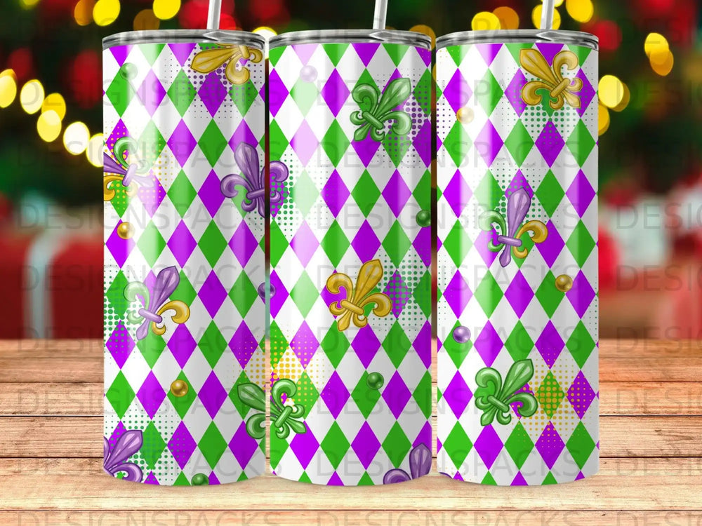 Mardi Gras Lily Diamond Pattern Tumbler product type