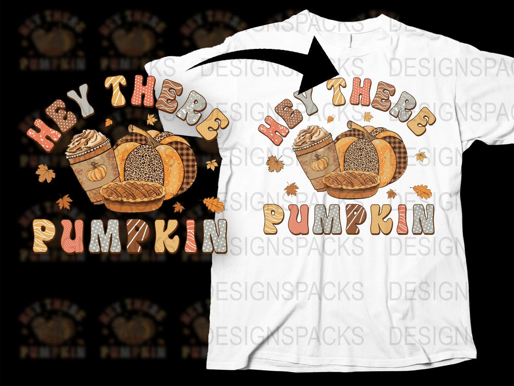 Hey There Pumpkin Fall Themed T-Shirt, Cozy Autumn Pumpkin Spice Graphic Tee, Unisex Casual Wear