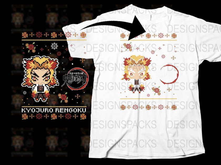 Demon Slayer Rengoku Pattern Design Anime Png Digital Download