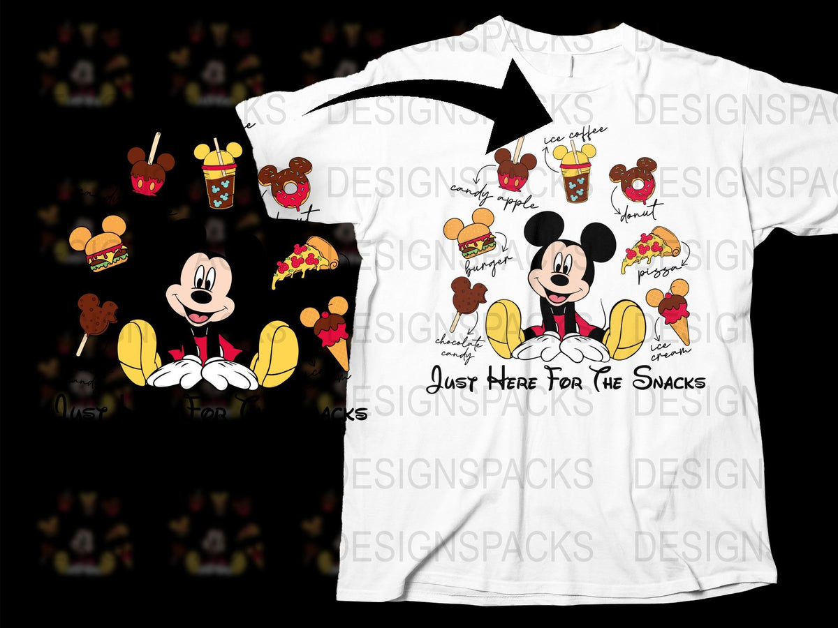 Disney Snack Time T-Shirt, Mickey Mouse Graphic Tee, Family Vacation Apparel