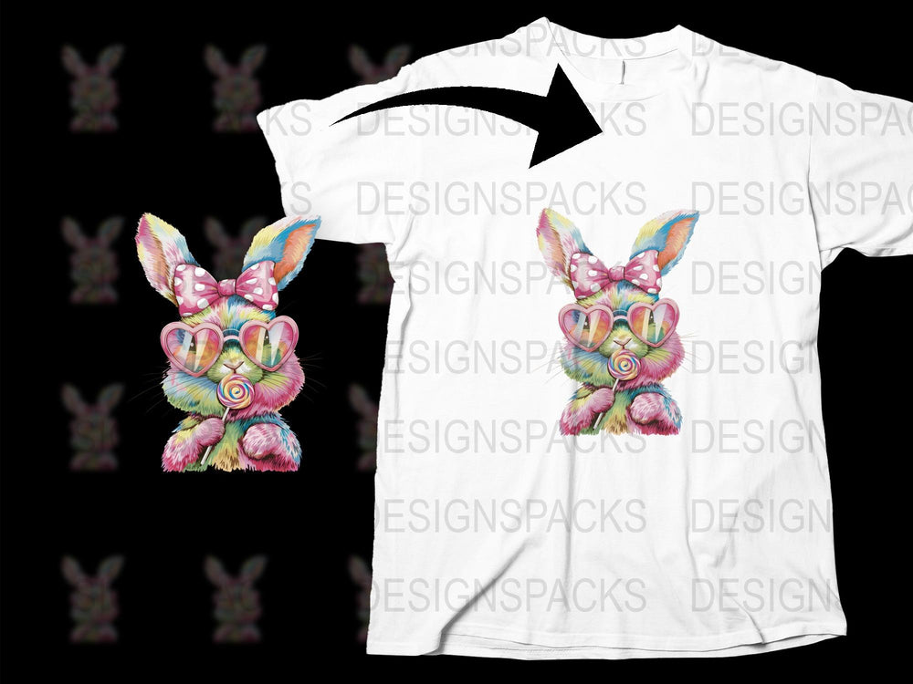 Colorful Rabbit T-Shirt, Whimsical Animal Print, Unique Bunny Tee, Vibrant Art Illustration, Unisex Fashion Top