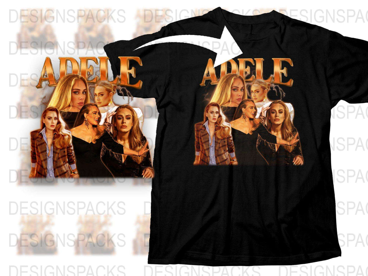 Adele Graphic T-Shirt, Vintage Style Pop Icon Tee, Multiple Images, Black Cotton Shirt, Music Fan Apparel