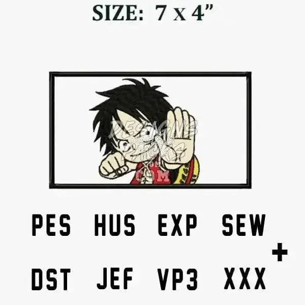 Luffy Onepiece Anime Embroidery Design