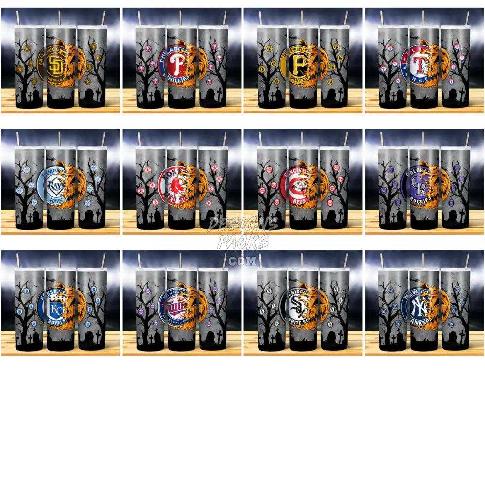 27 Baseball Half Jack O Lantern Tumbler Wrap Bundle Jpg