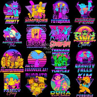 Load image into Gallery viewer, 27 Cartoon Mix Retro Neon Designs Bundle Png
