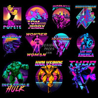 Load image into Gallery viewer, 27 Cartoon Mix Retro Neon Designs Bundle Png
