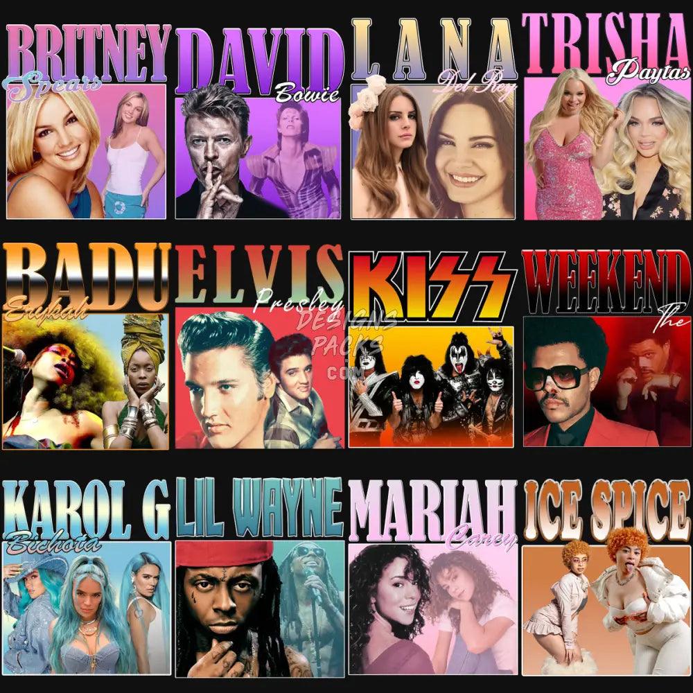 27 Music Stars Homage Designs Bundle Png