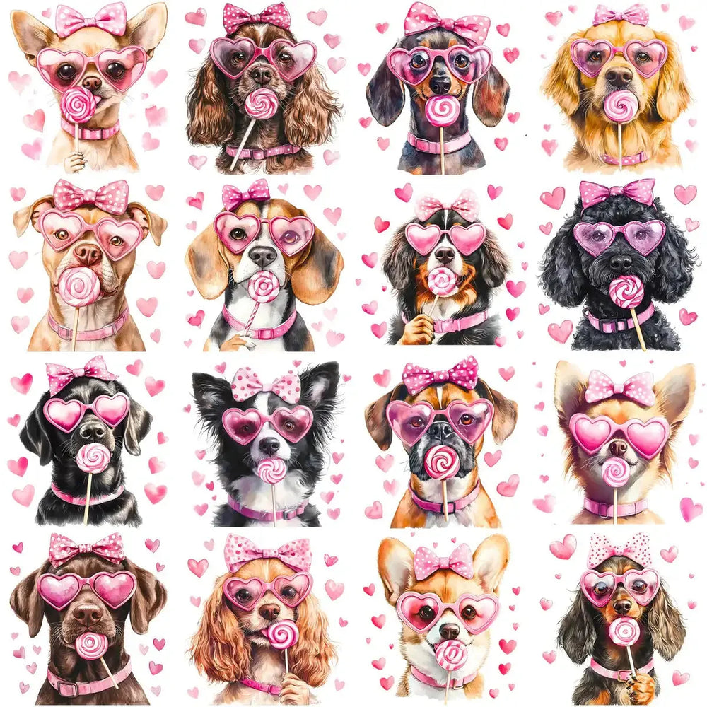 27 Valentine Day Dogs Lollipop Designs Bundle PNG
