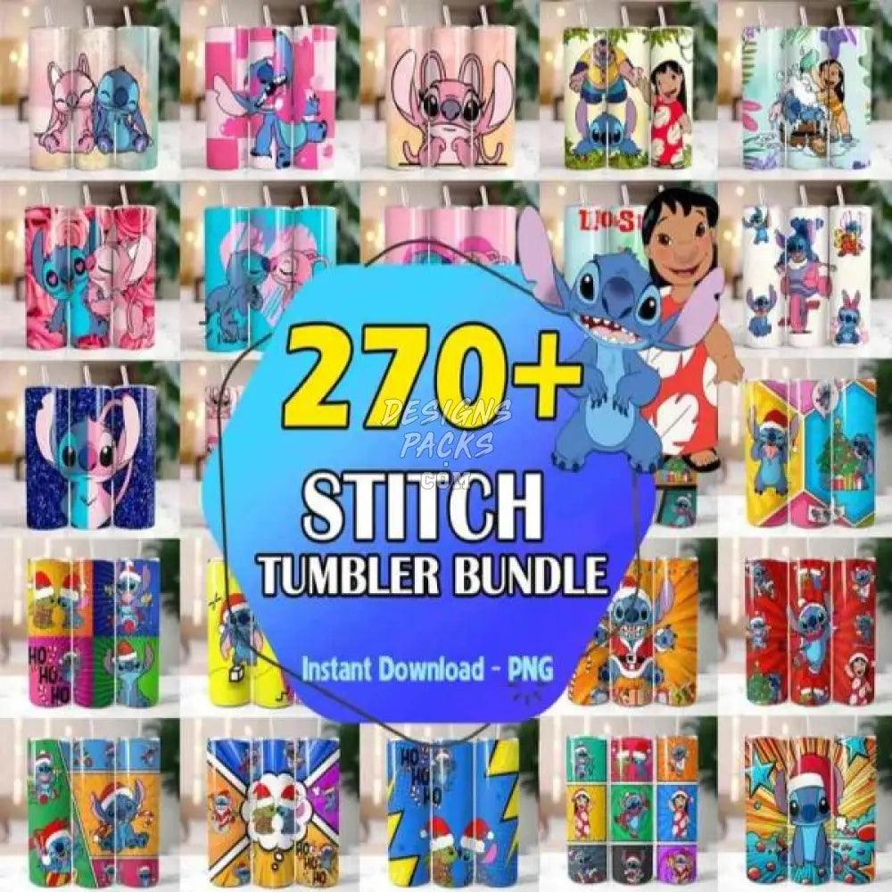 270 Cartoon Stitch Tumbler Wrap Bundle Png